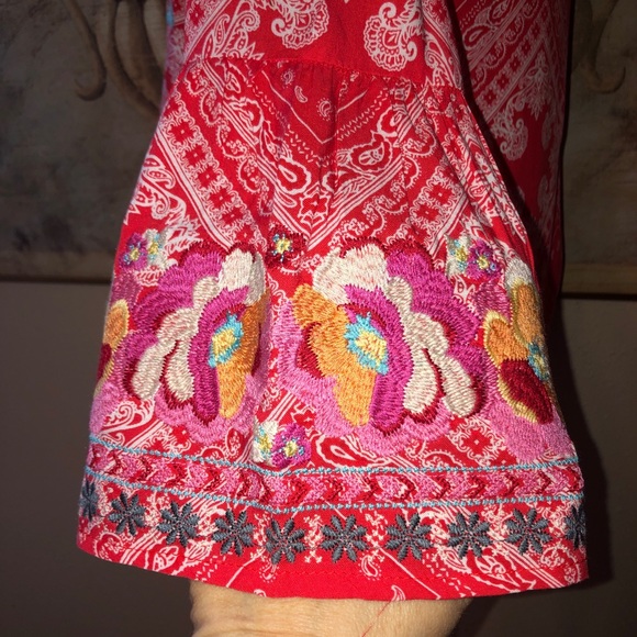 Savanna Jane Pink Bandanna  Print Mexican Embroidered Tunic  Top, Size Small - Picture 8 of 13